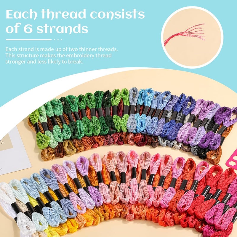 Dercuy Embroidery Thread,100 Skeins Multicolor Embroidery Floss, Embroidery String for Bracelet Making,Hand Sewing Needle for Embroidery - Image 4